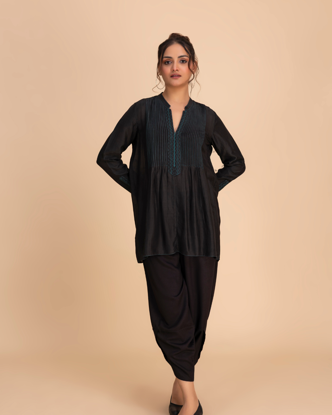 Reykh Co-ord Set (Black Cupro Silk)