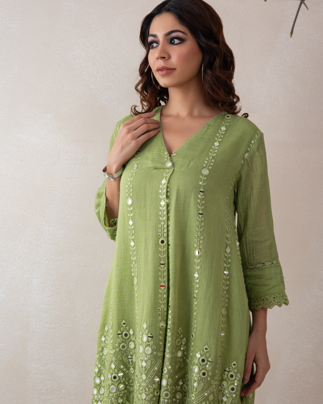 Aabha Tunic Set (Emerald Green & Firozi)