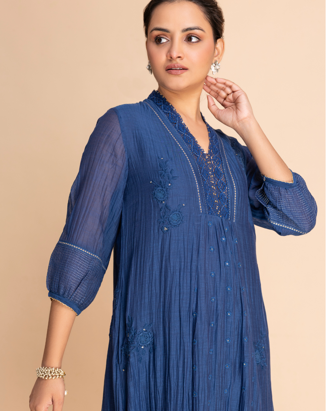 Aura Embroidered Dress (Royal Blue)