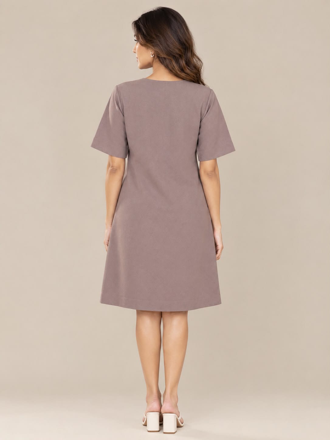 TAUPE ZIPPER DRESS