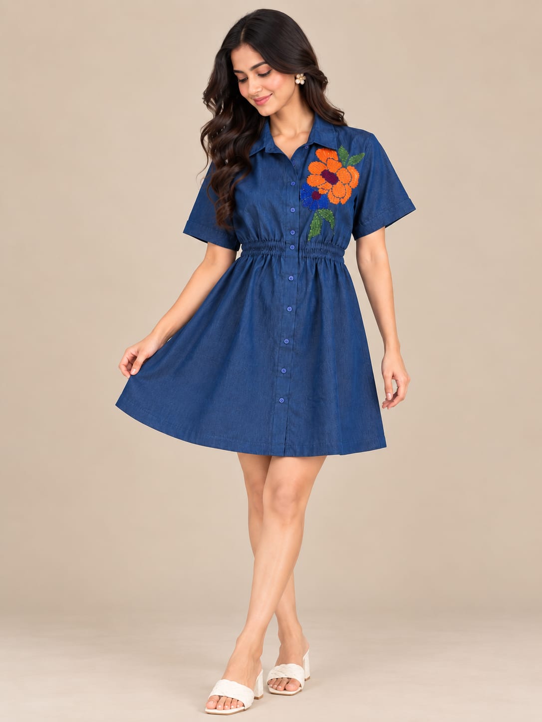 DENIM ELASTIC DRESS