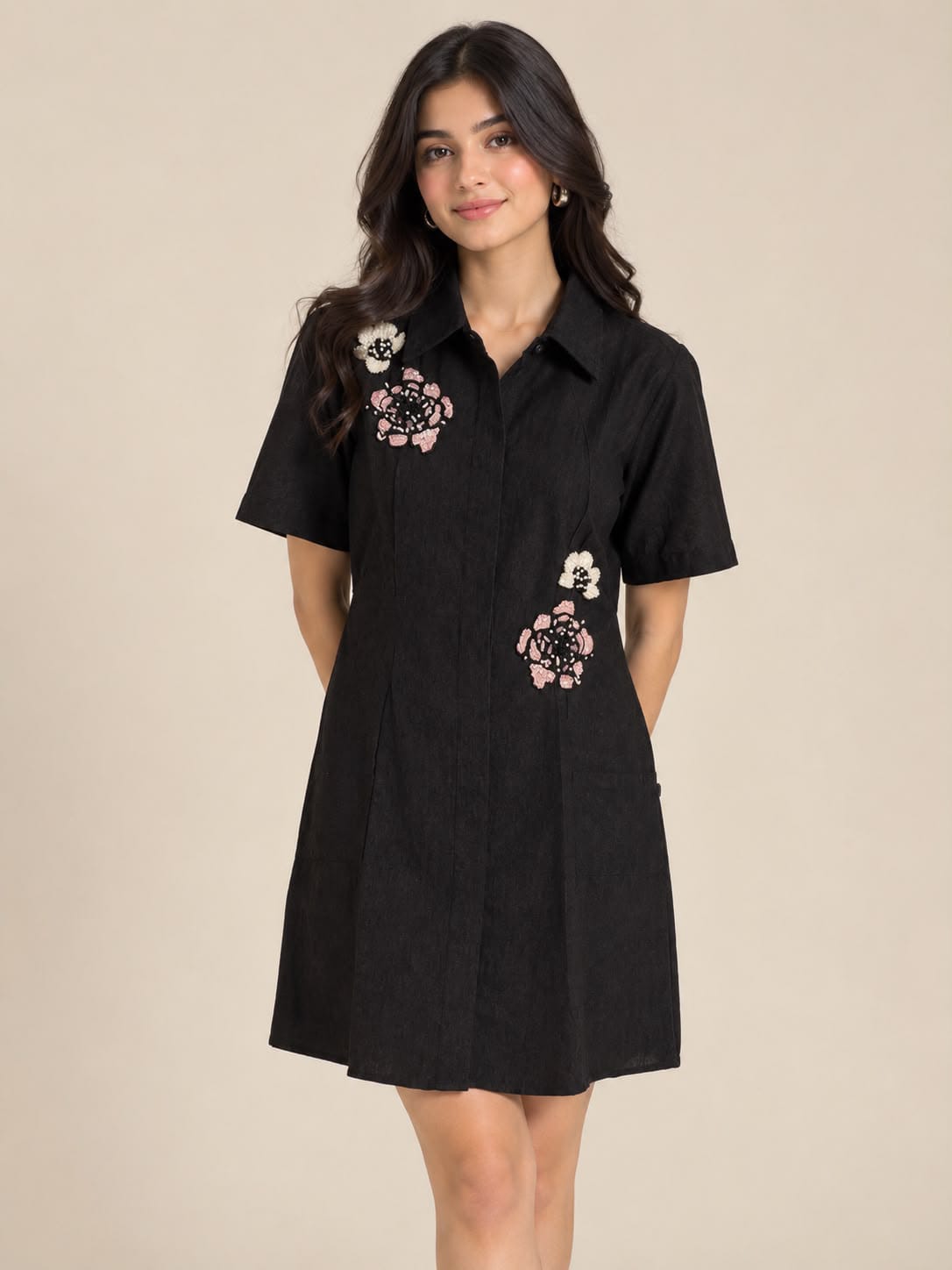 DENIM BLACK FLOWER