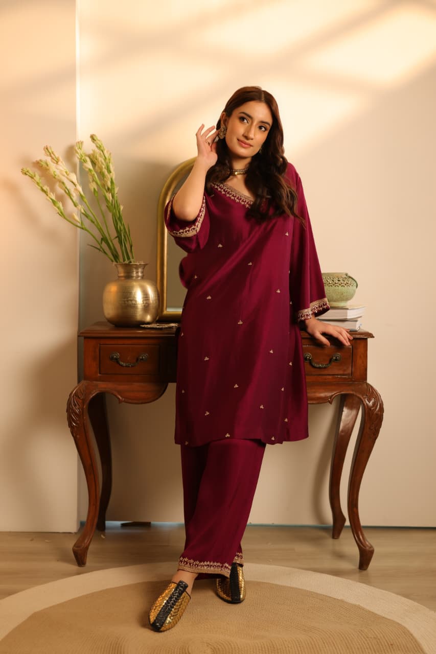 PETUNIA KURTA SET BURGUNDY