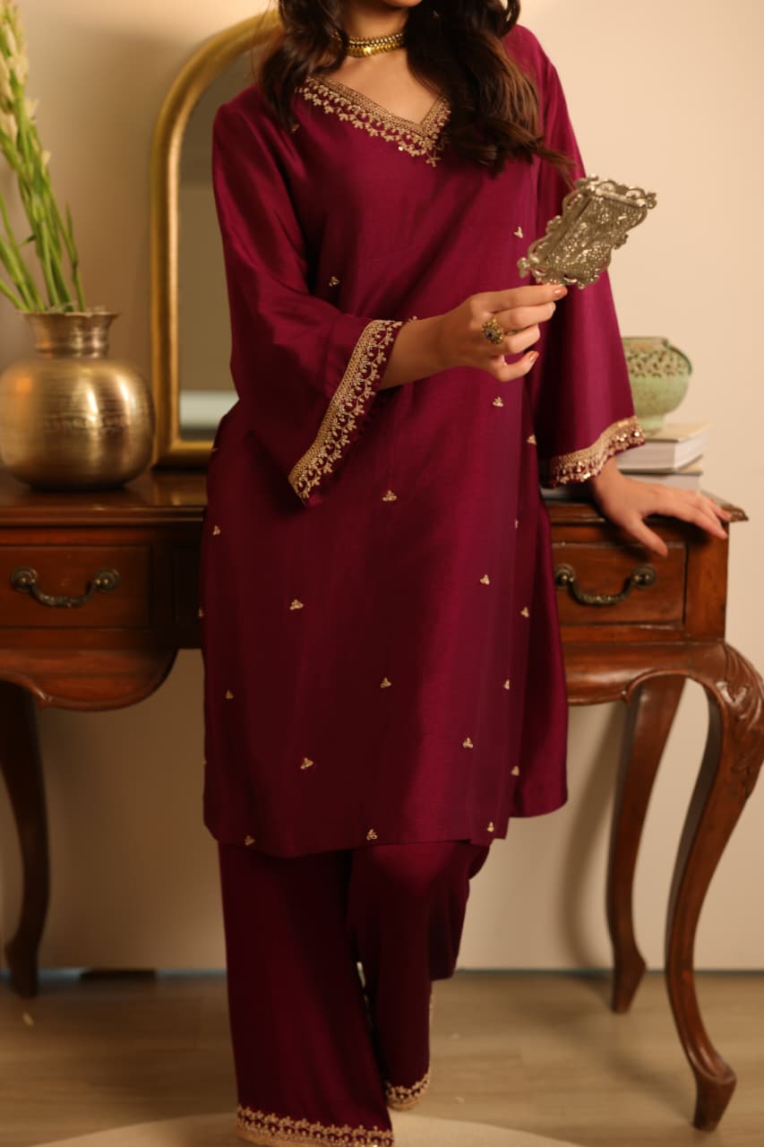 PETUNIA KURTA SET BURGUNDY