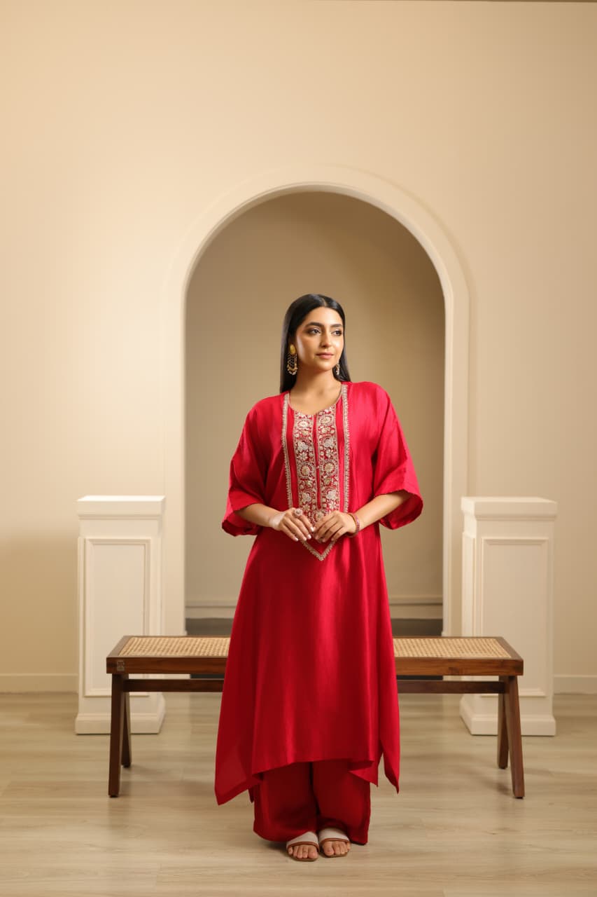 IRIS A-LINE KAFTAN SET RED