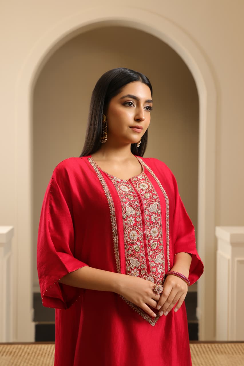 IRIS A-LINE KAFTAN SET RED