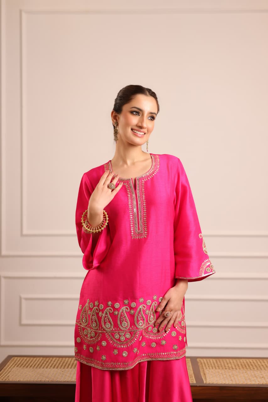 KERI WATERFALL PANT SET RANI PINK