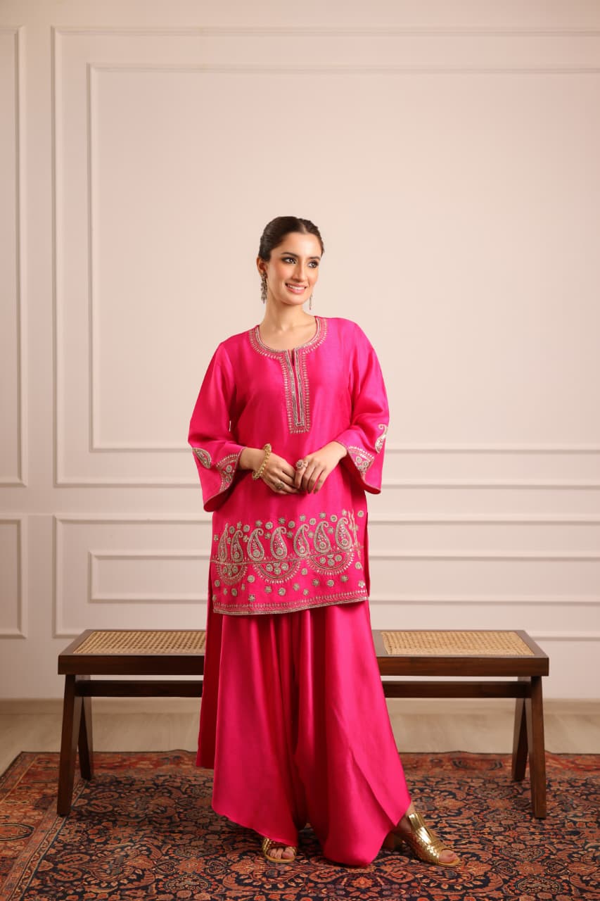 KERI WATERFALL PANT SET RANI PINK