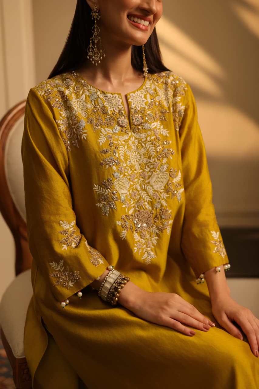 JUHI KURTA SET MUSTARD