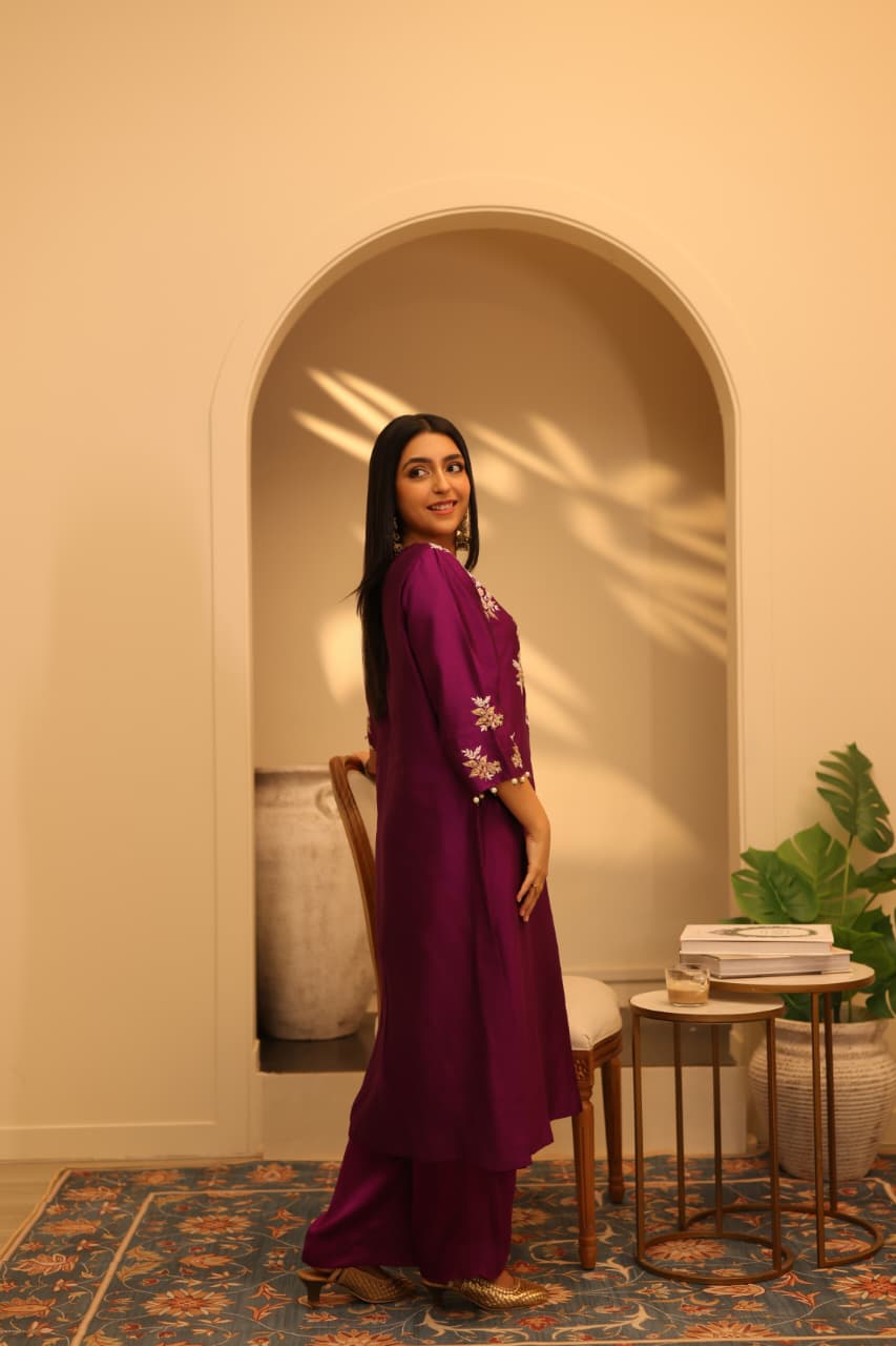 JUHI KURTA SET PURPLE