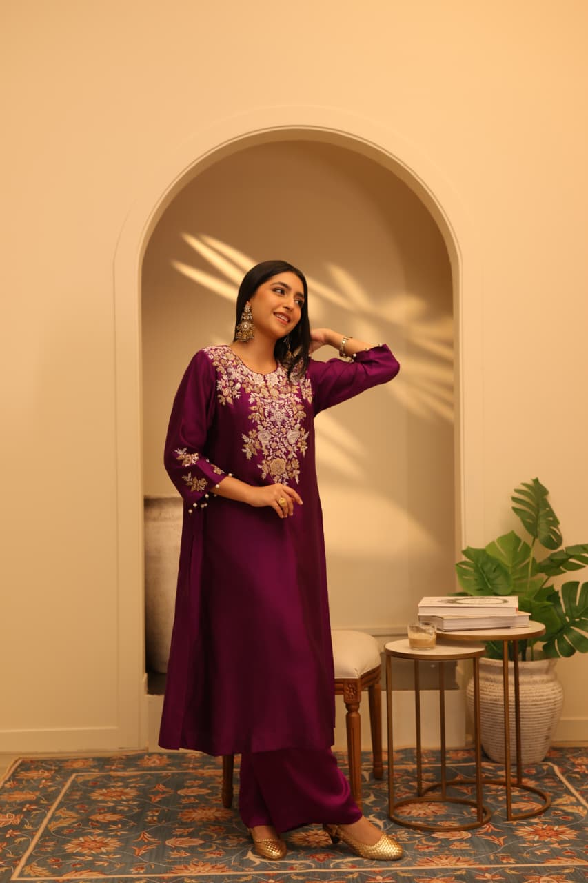 JUHI KURTA SET PURPLE
