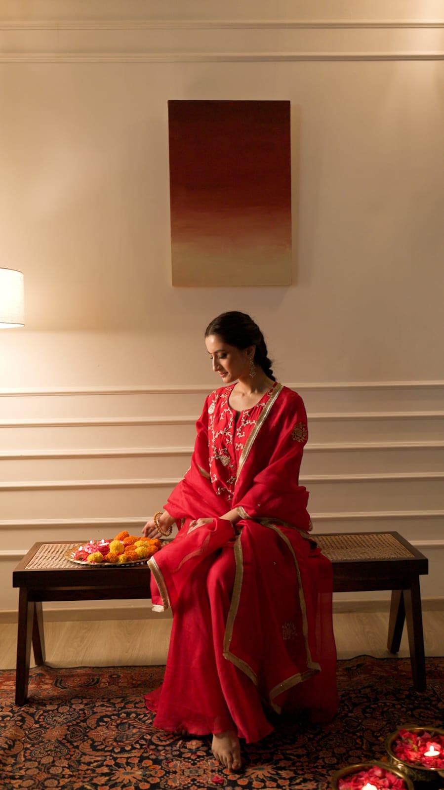 NOOR SHARARA SET RED