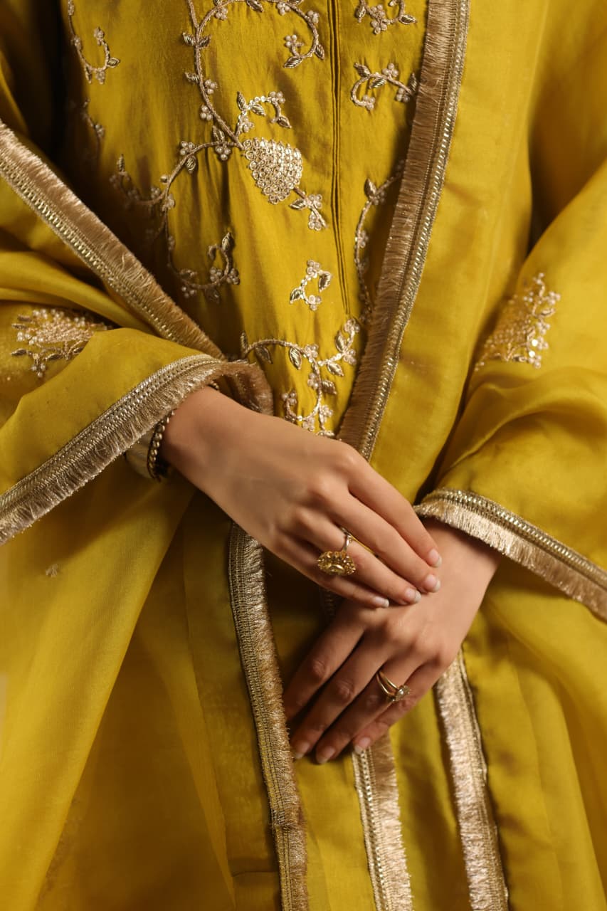 NOOR SHARARA SET MUSTARD