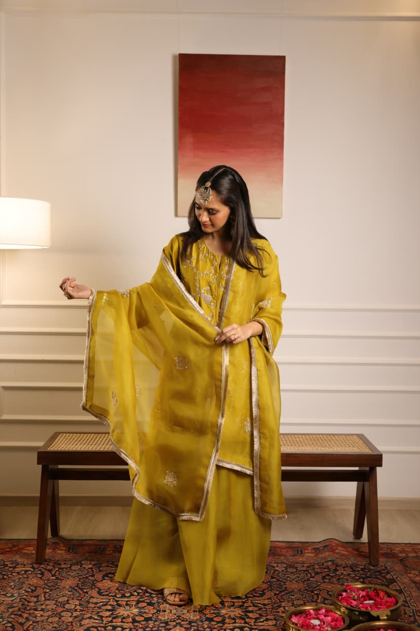 NOOR SHARARA SET MUSTARD