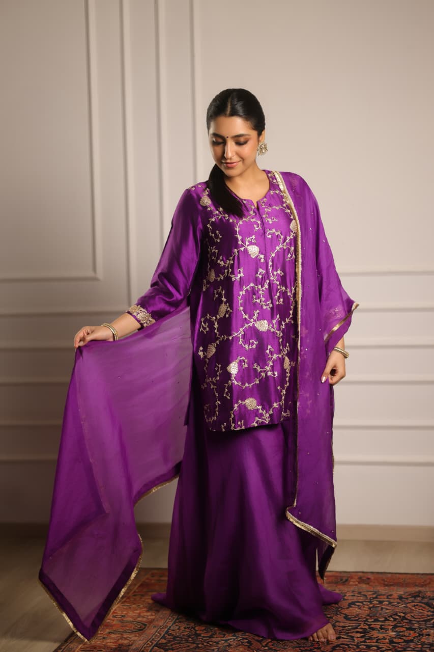 NOOR SHARARA SET PURPLE
