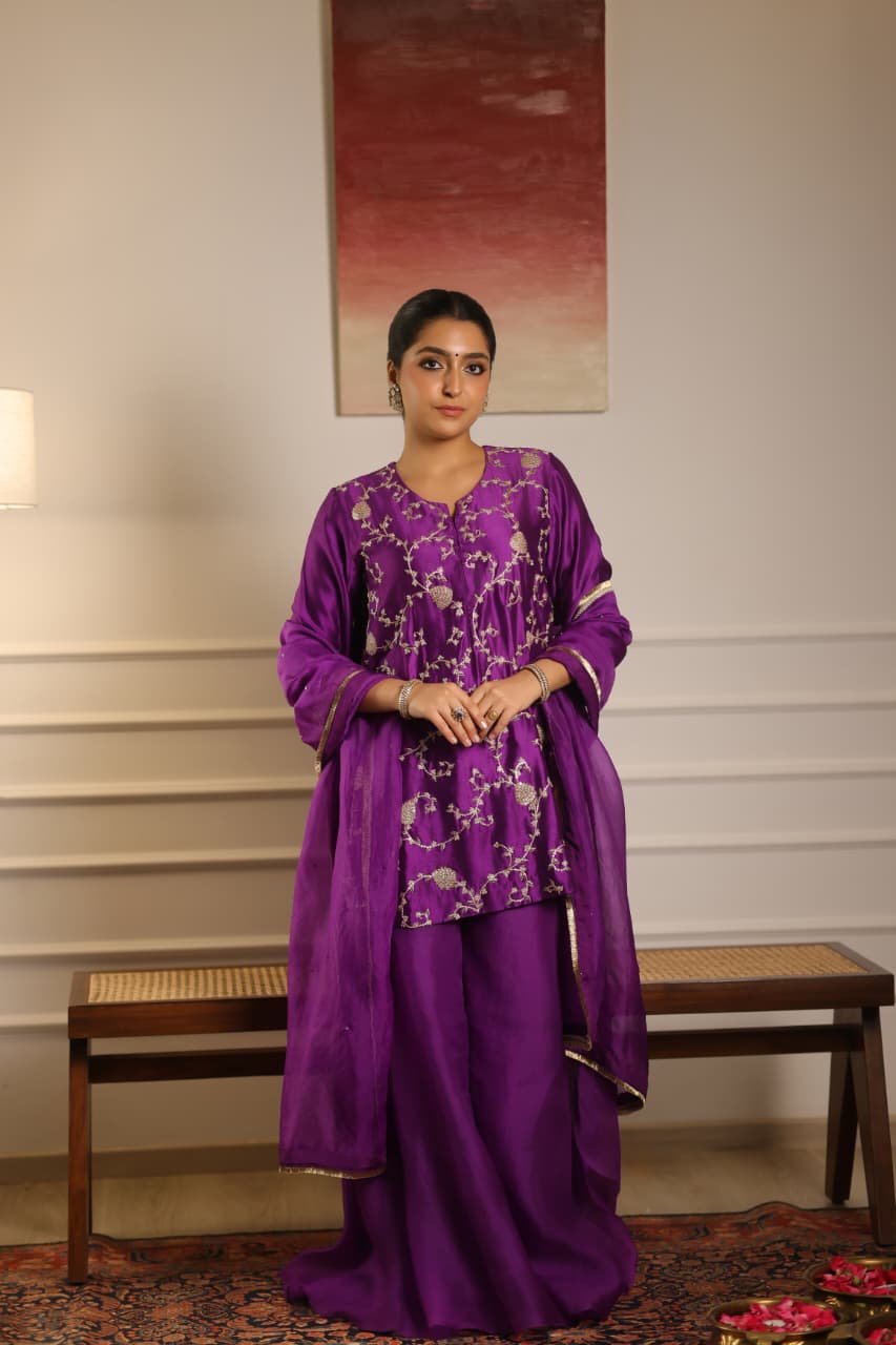 NOOR SHARARA SET PURPLE