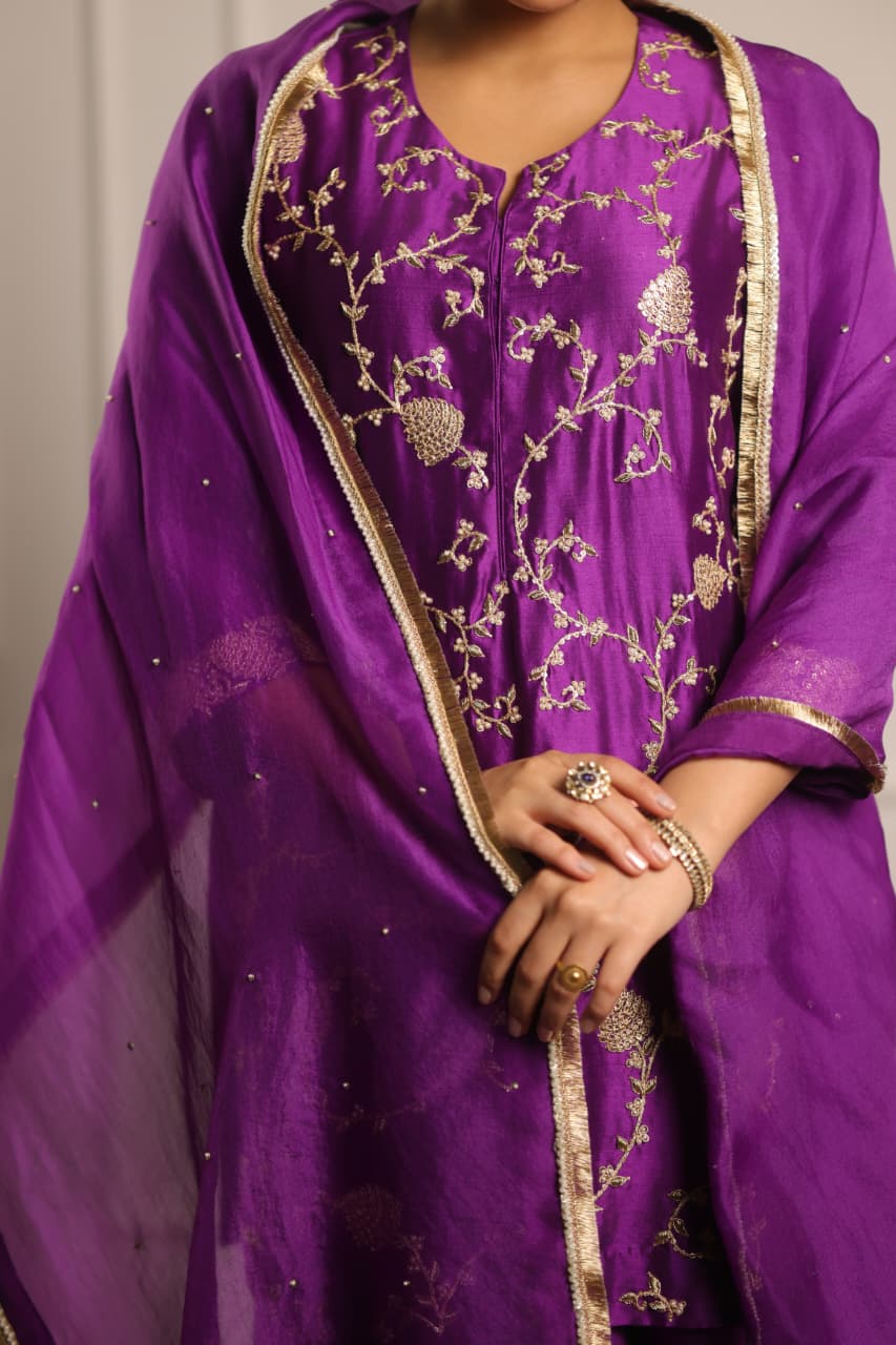 NOOR SHARARA SET PURPLE