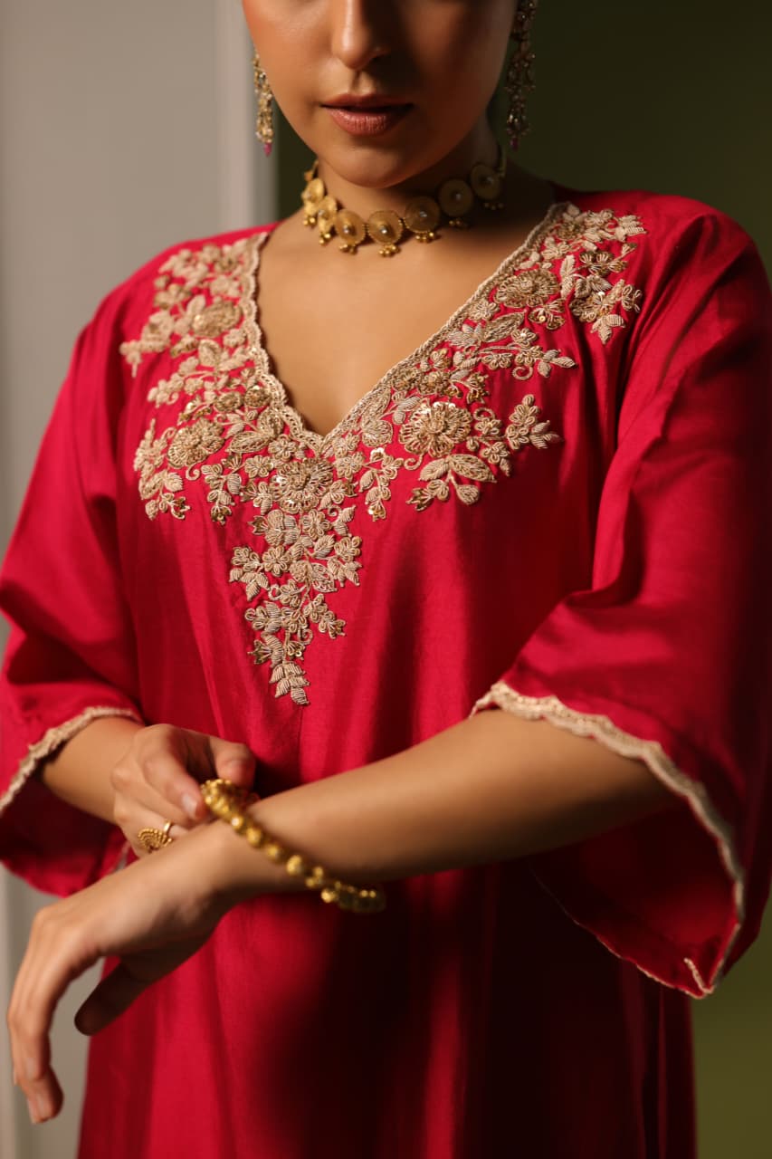 ORCHID A-LINE KAFTAN SET MAROON