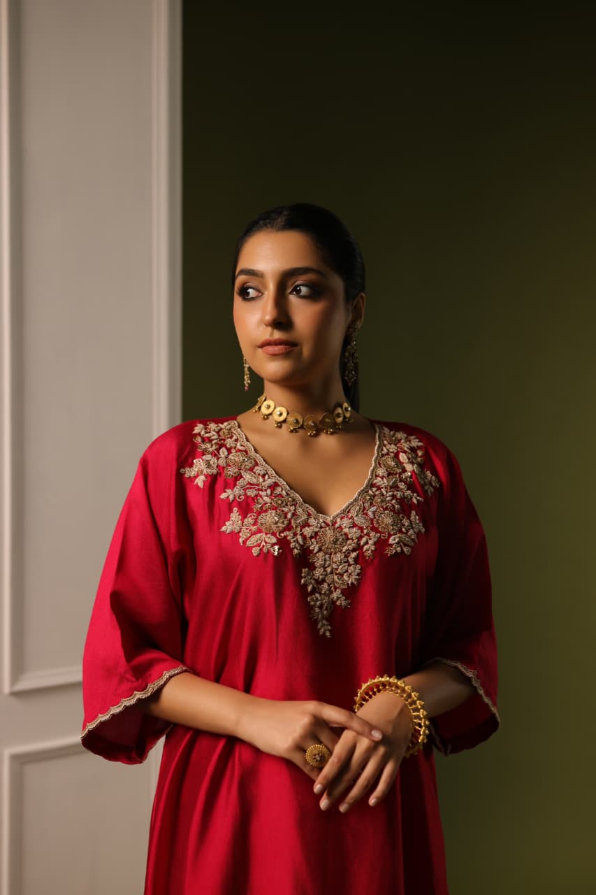 ORCHID A-LINE KAFTAN SET MAROON
