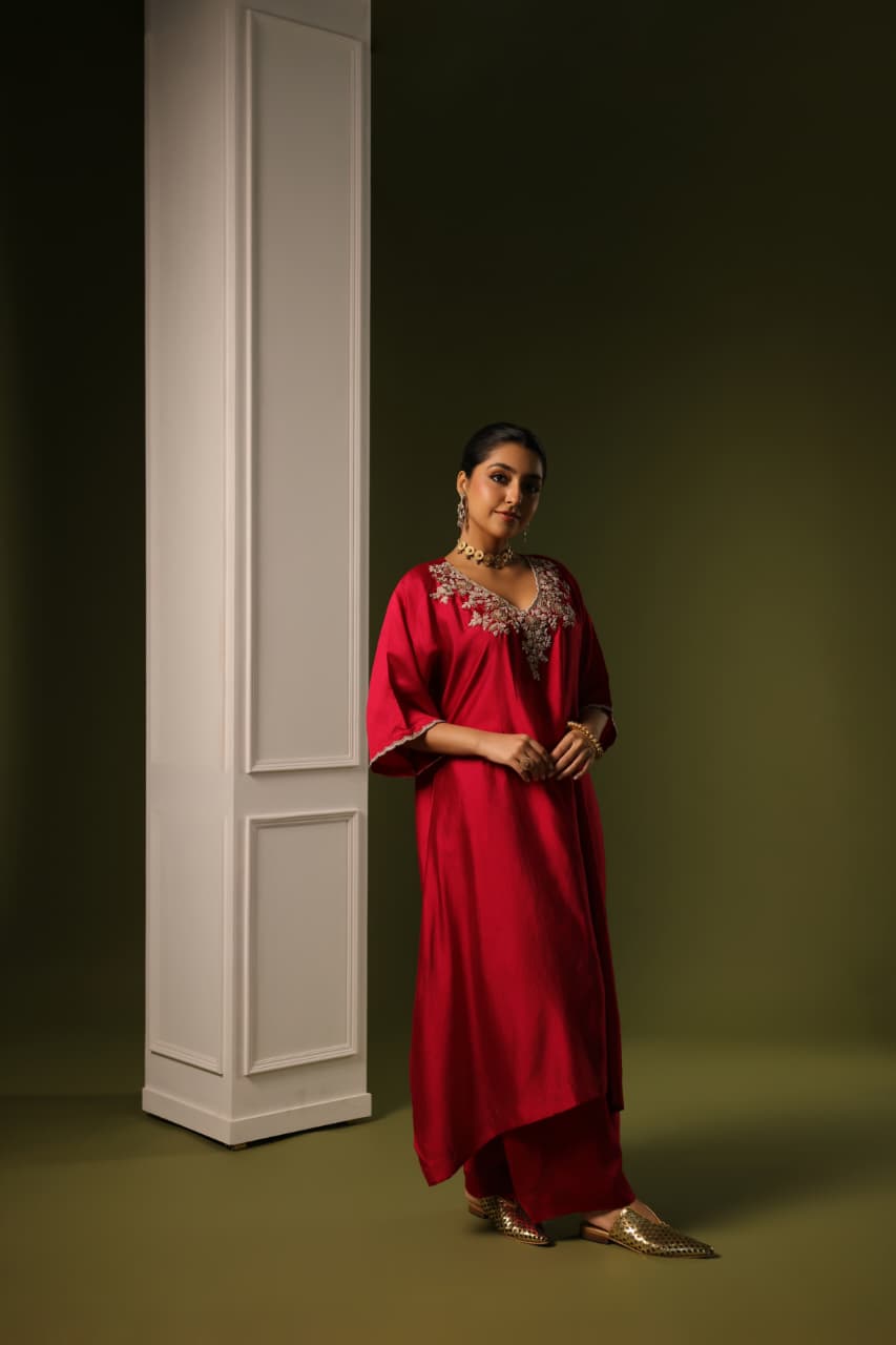 ORCHID A-LINE KAFTAN SET MAROON