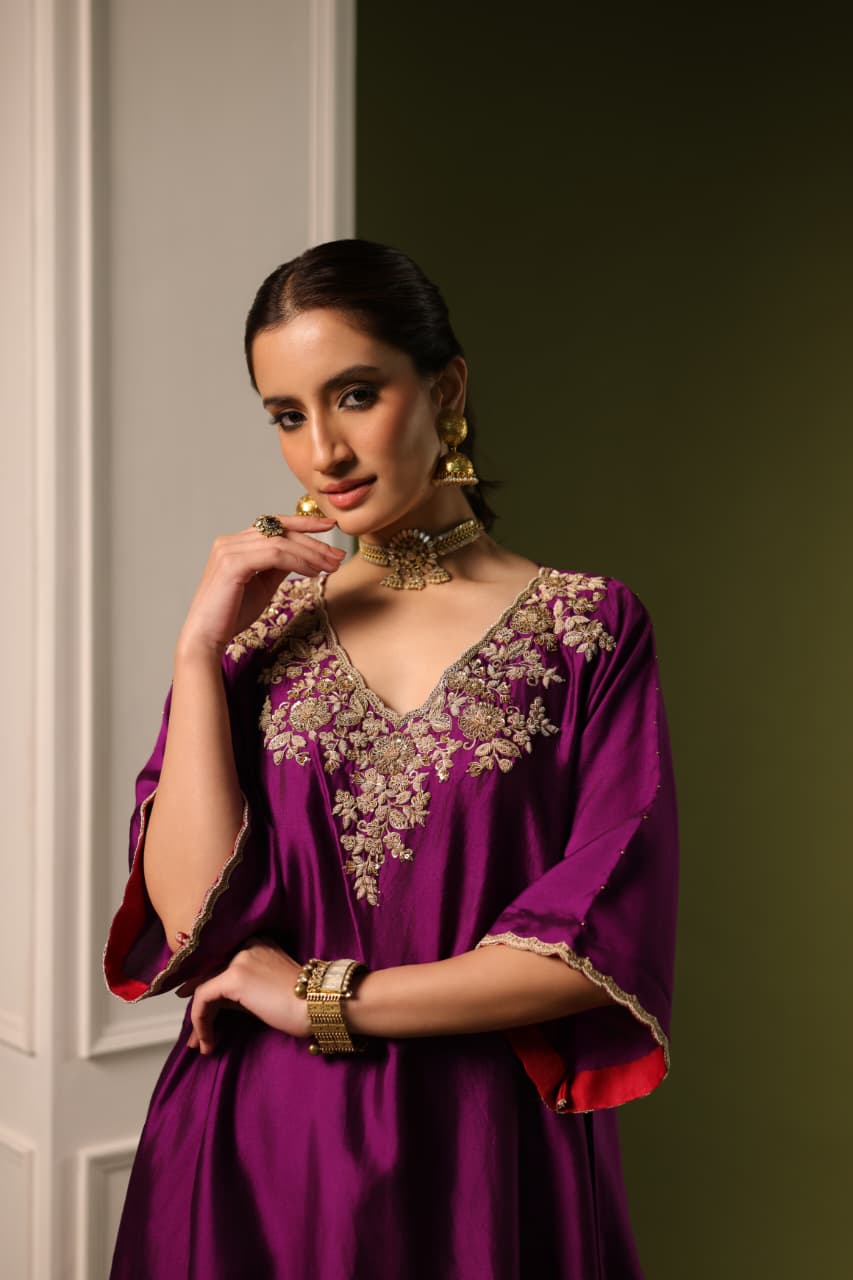 ORCHID A-LINE KAFTAN SET PURPLE