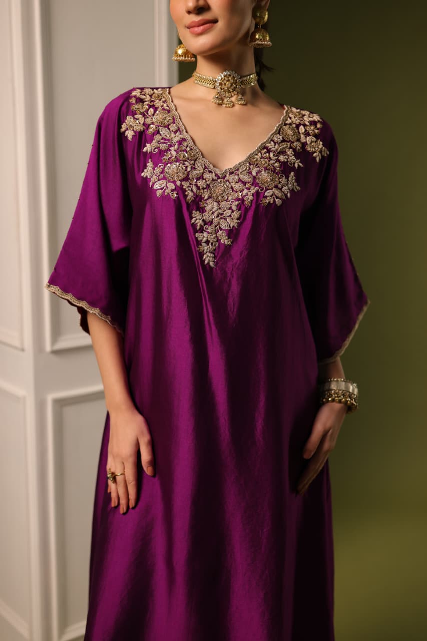 ORCHID A-LINE KAFTAN SET PURPLE