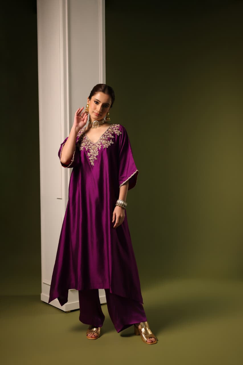 ORCHID A-LINE KAFTAN SET PURPLE
