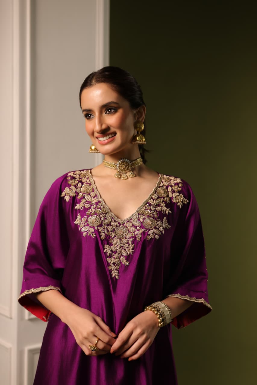 ORCHID A-LINE KAFTAN SET PURPLE