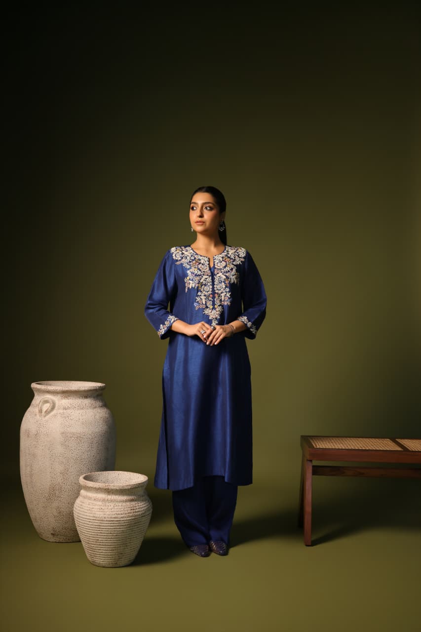 WILDFLOWER KURTA SET NAVY BLUE