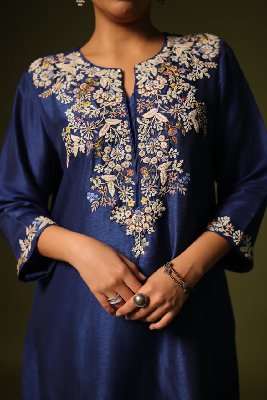WILDFLOWER KURTA SET NAVY BLUE
