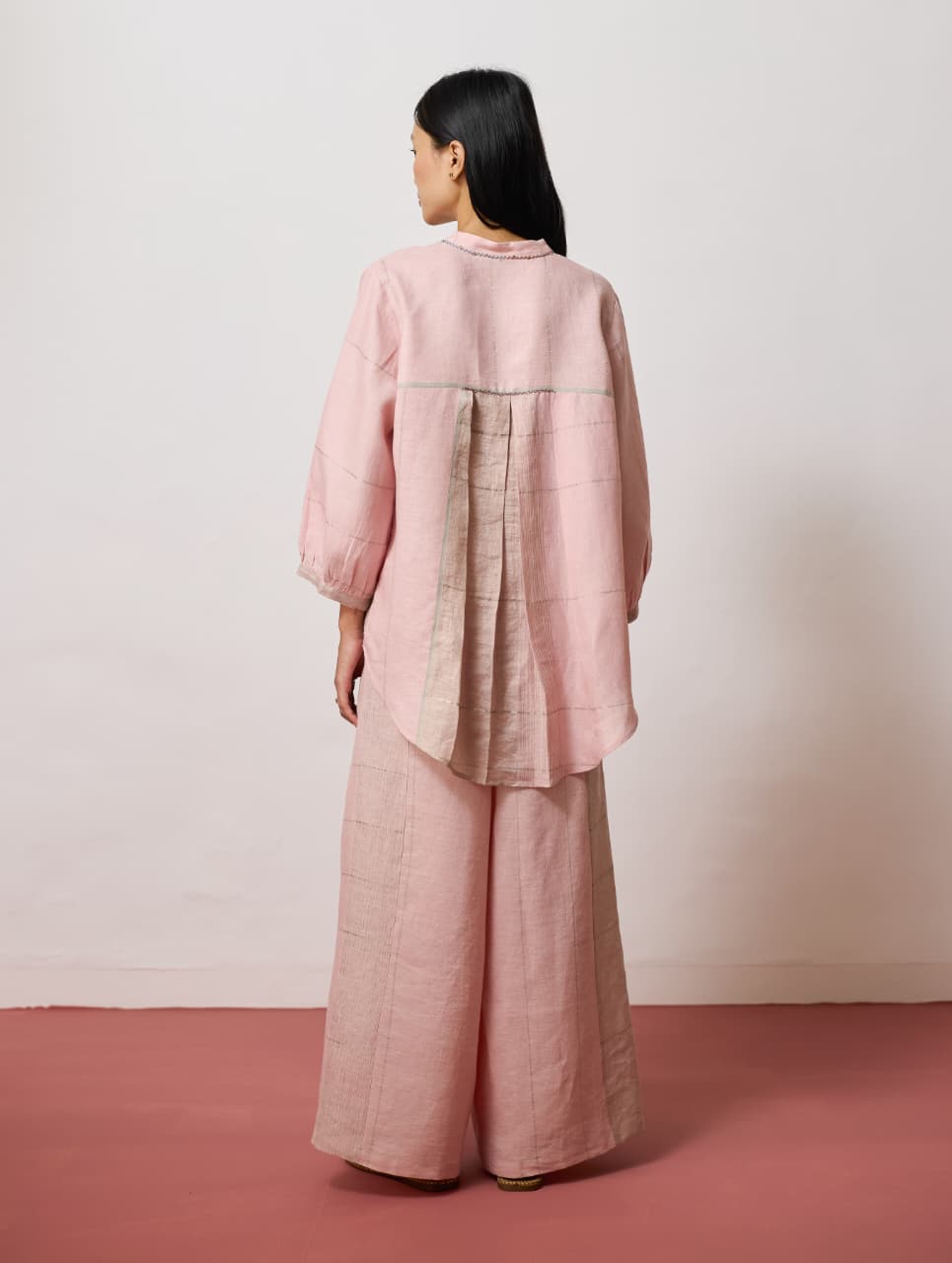 RIN METALLIC LINEN SHIRT - PINK