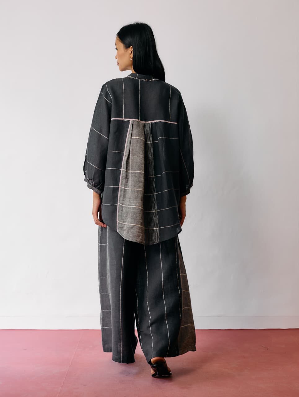 RIN METALLIC LINEN SHIRT - CHARCOAL