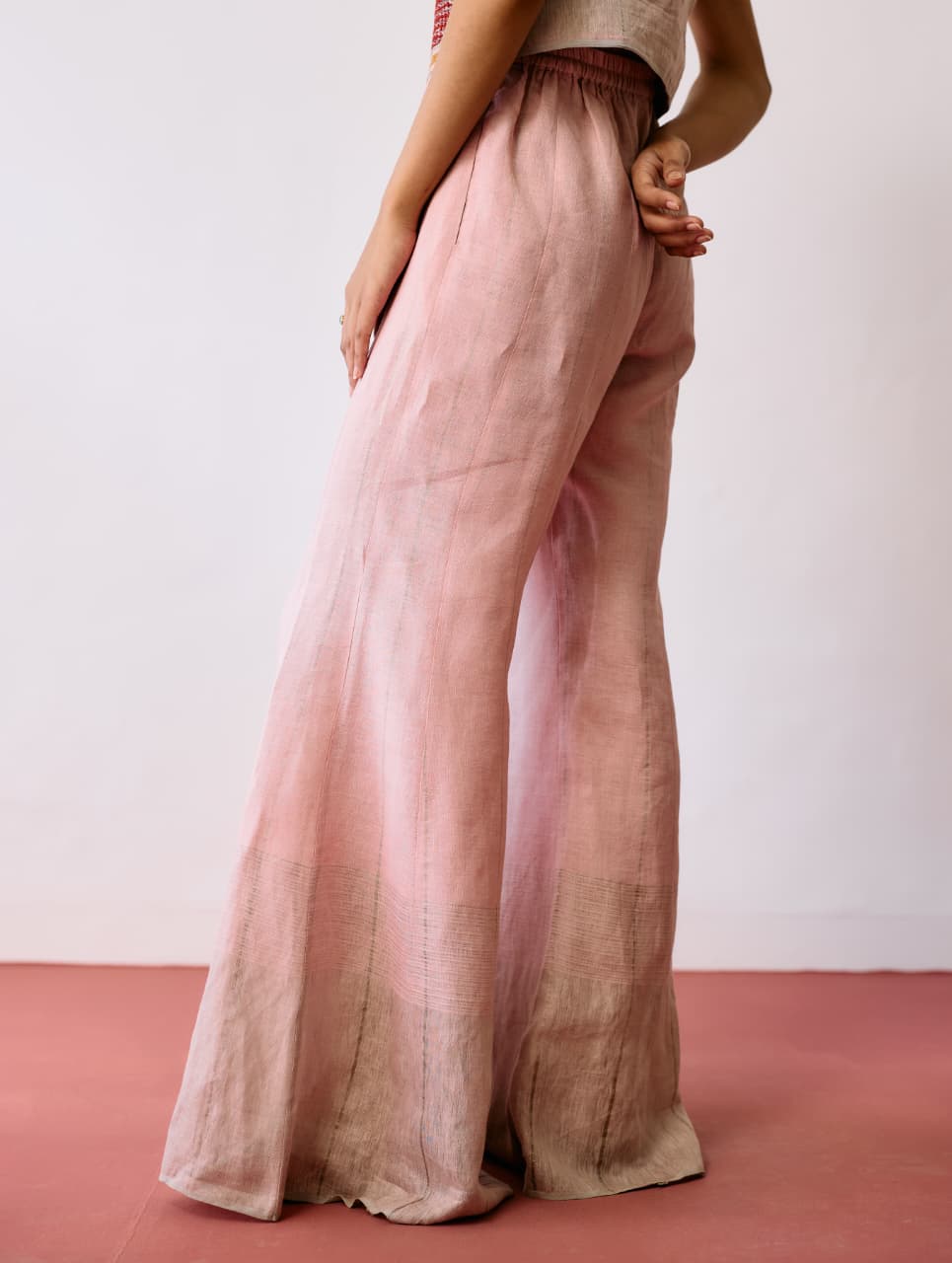 TALA METALLIC LINEN SHARARA PANTS - PINK