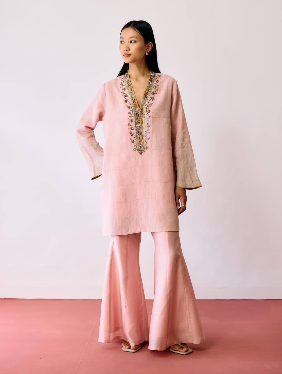 REVA SILK CHANDERI SHARARA PANTS - PINK