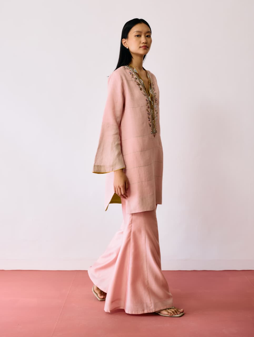 REVA SILK CHANDERI SHARARA PANTS - PINK