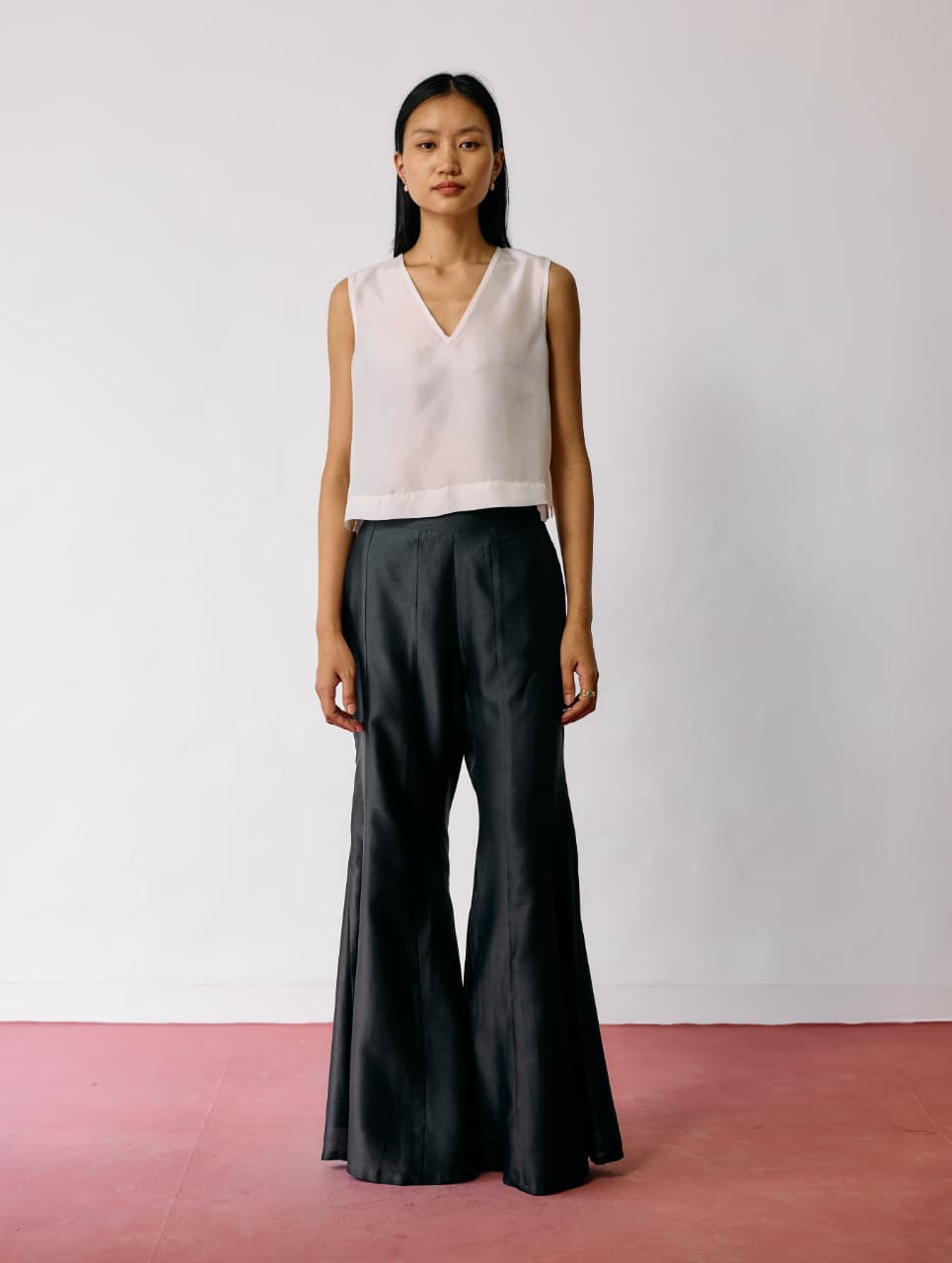REVA SILK CHANDERI SHARARA PANTS - CHARCOAL