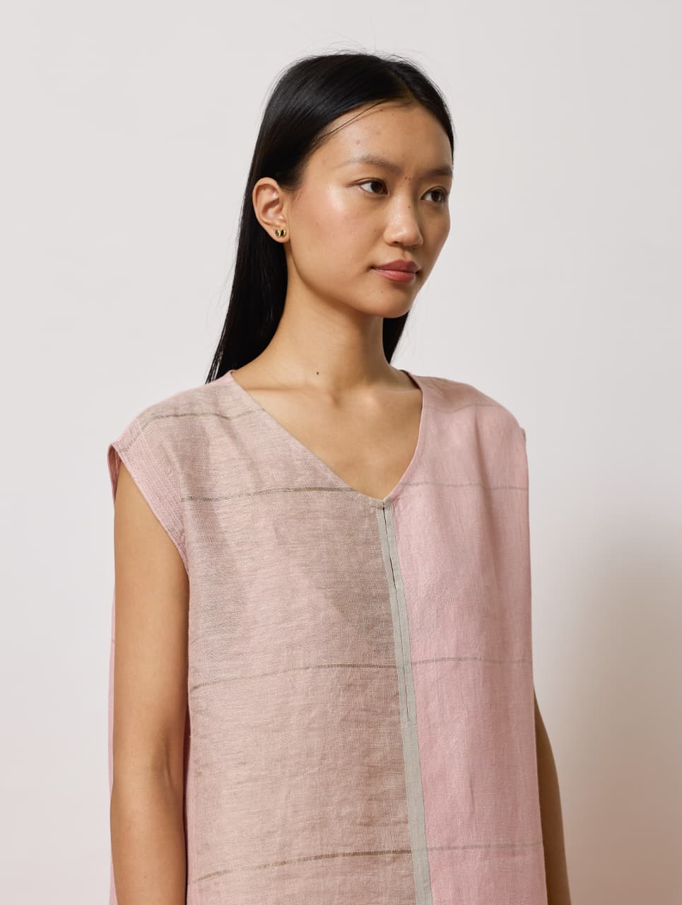 RIRA METALLIC LINEN LONG TUNIC - PINK