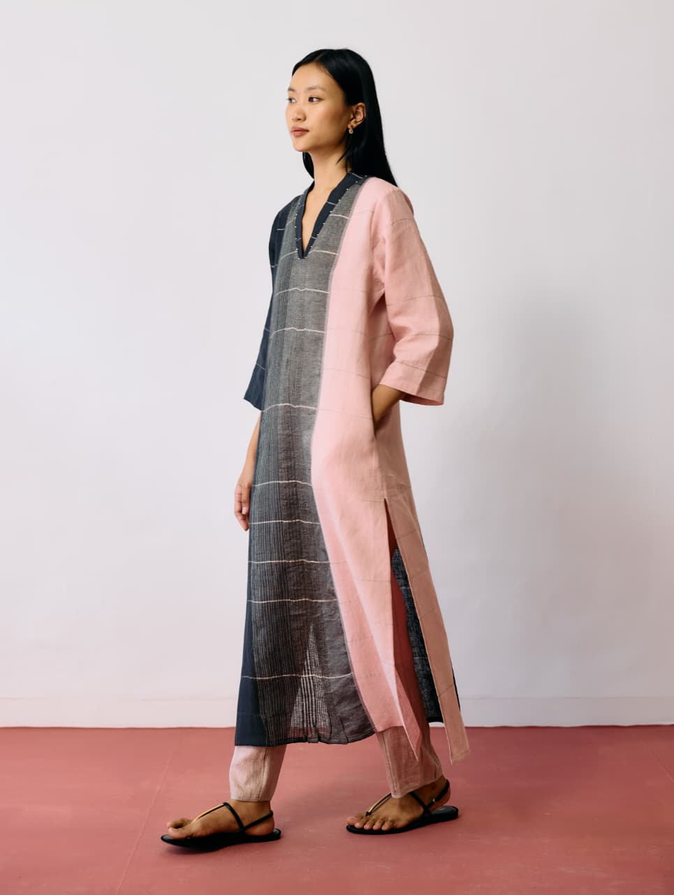 ZANERA PATCHWORK PINTUCK KURTA