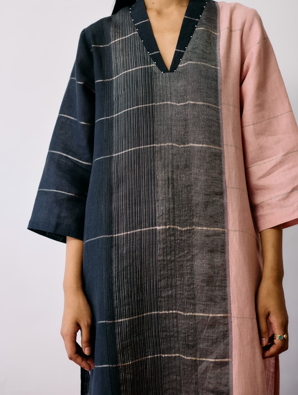 ZANERA PATCHWORK PINTUCK KURTA