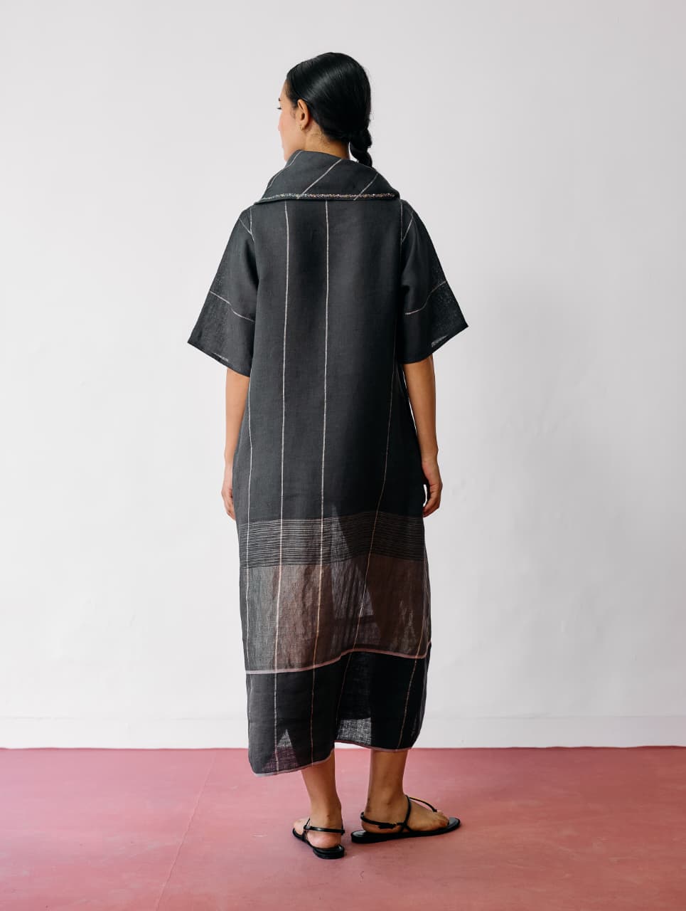 ZARAN COWL NECK METALLIC DRESS - CHARCOAL