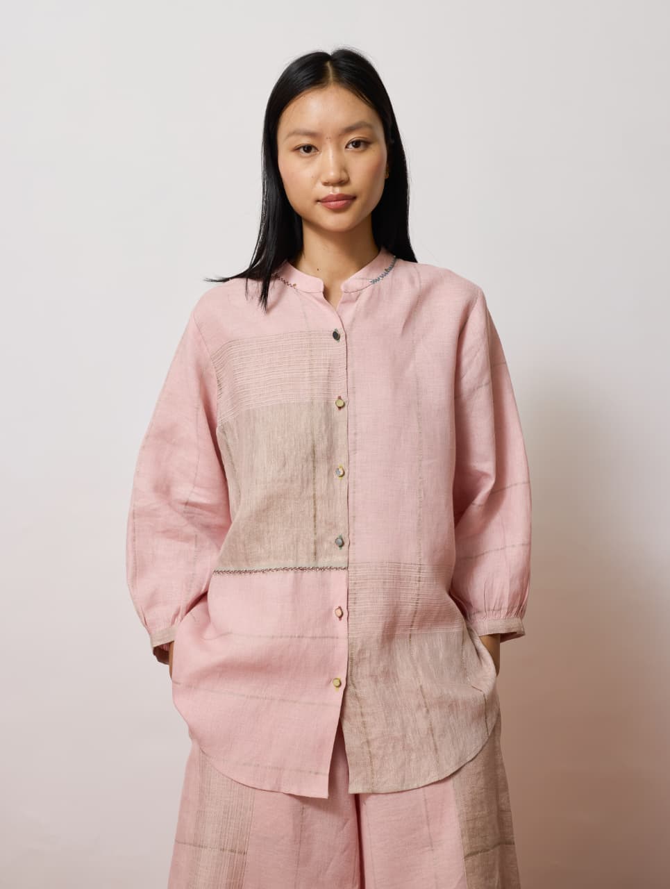 RIN METALLIC LINEN CO-ORD - PINK