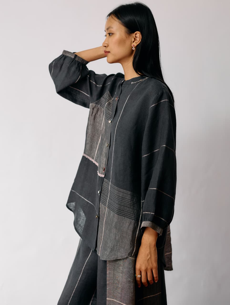 RIN METALLIC LINEN CO-ORD - CHARCOAL