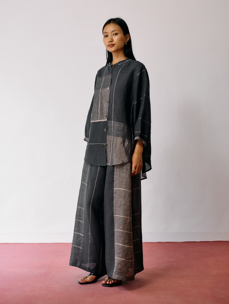 RIN METALLIC LINEN CO-ORD - CHARCOAL