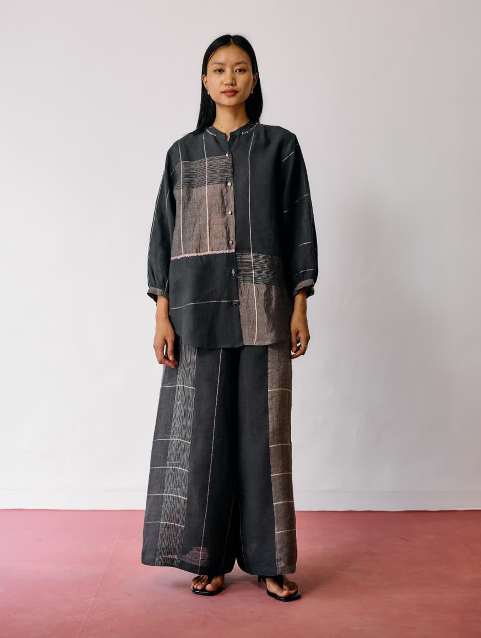 RIN METALLIC LINEN CO-ORD - CHARCOAL
