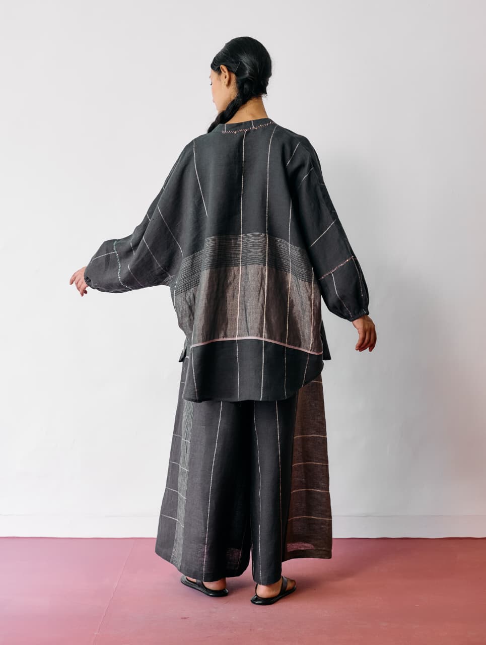 RAZA METALLIC LINEN CO-ORD - CHARCOAL