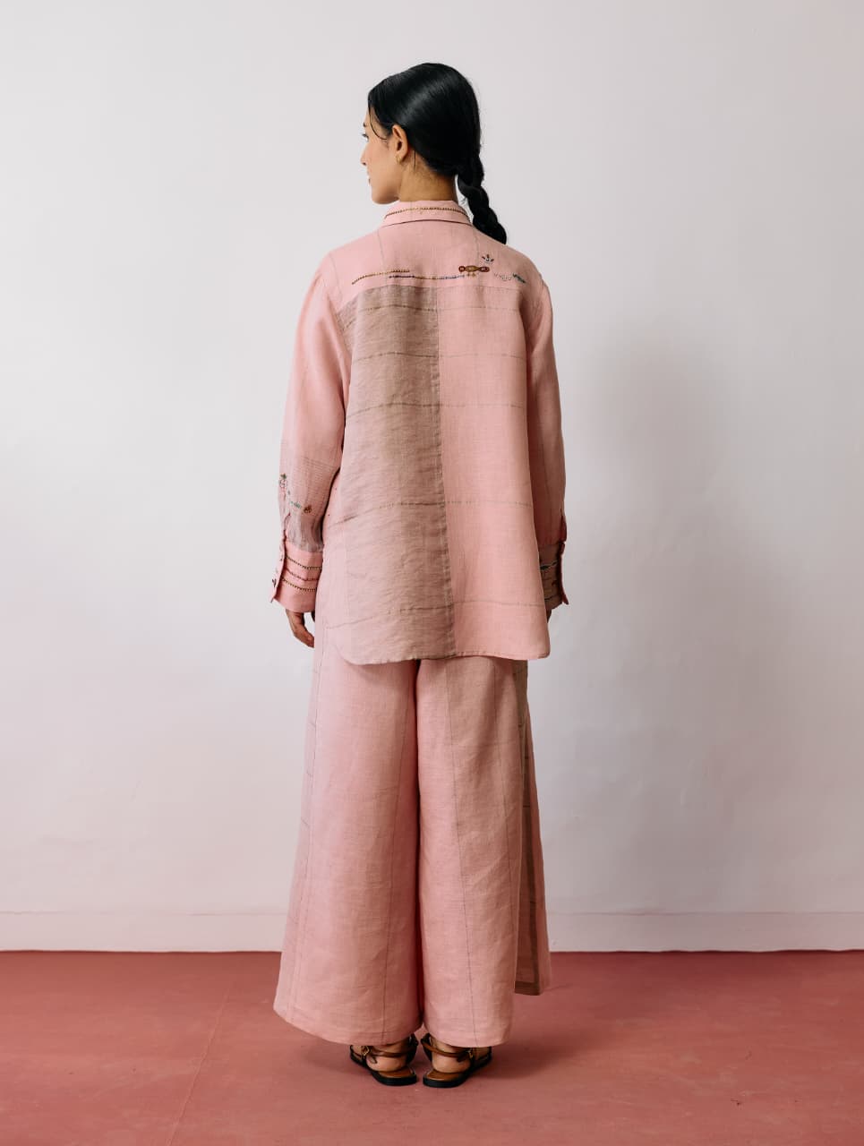 HANAT HAND-EMBROIDERED BIRD SHIRT - PINK