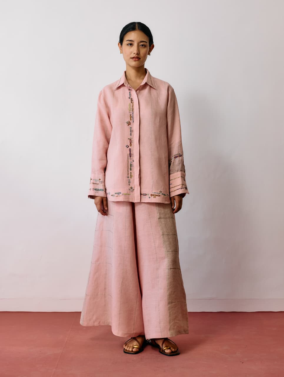 HANAT HAND-EMBROIDERED BIRD SHIRT - PINK