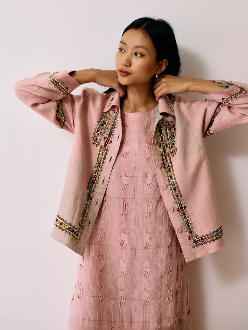 DANA PINTUCK &amp; PLEAT SLEEVELESS CO-ORD - PINK
