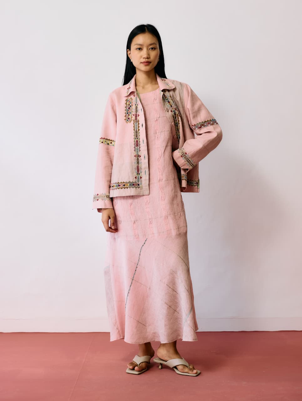 DANA PINTUCK &amp; PLEAT SLEEVELESS CO-ORD - PINK