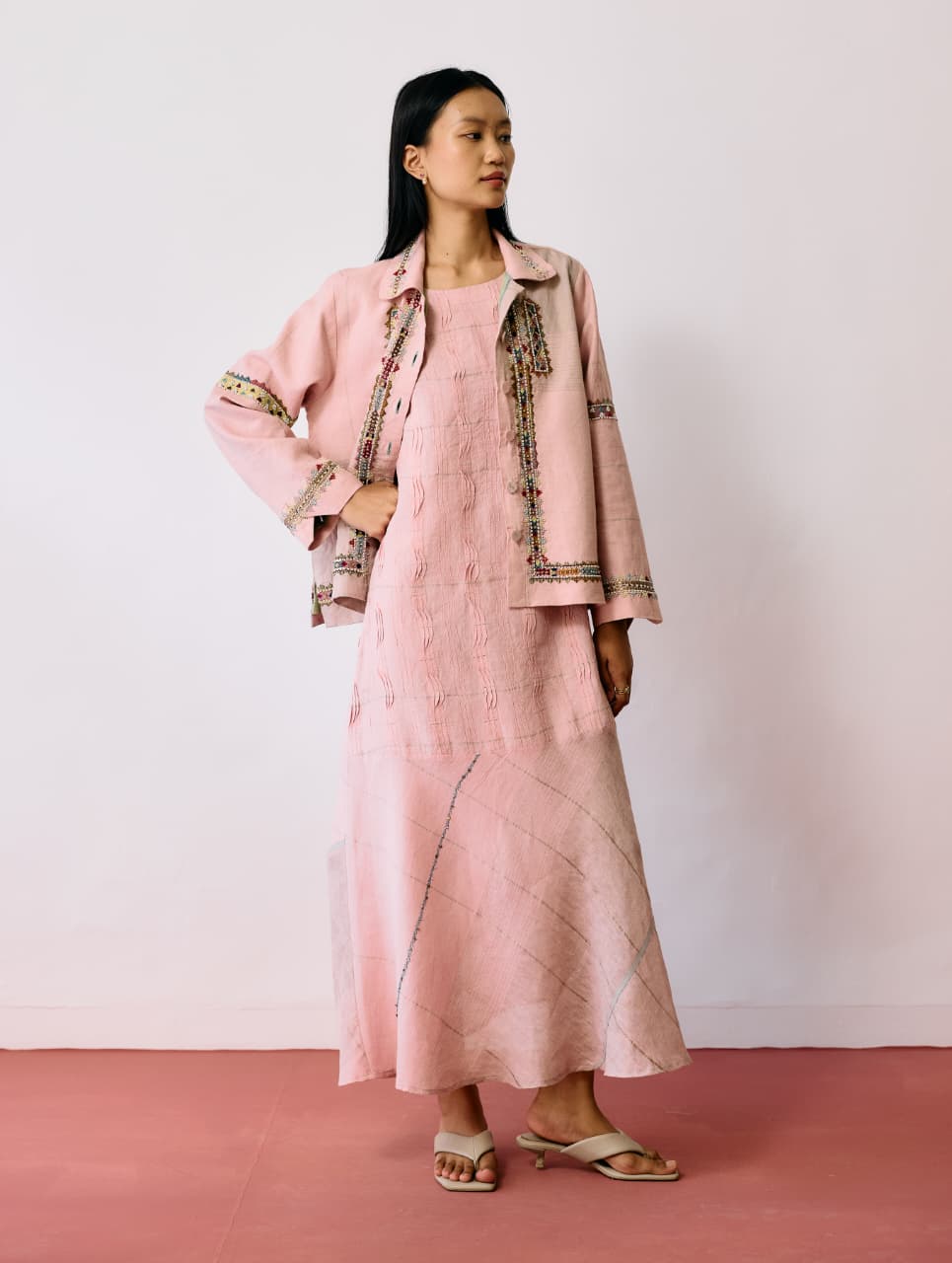 DANA PINTUCK &amp; PLEAT SLEEVELESS CO-ORD - PINK